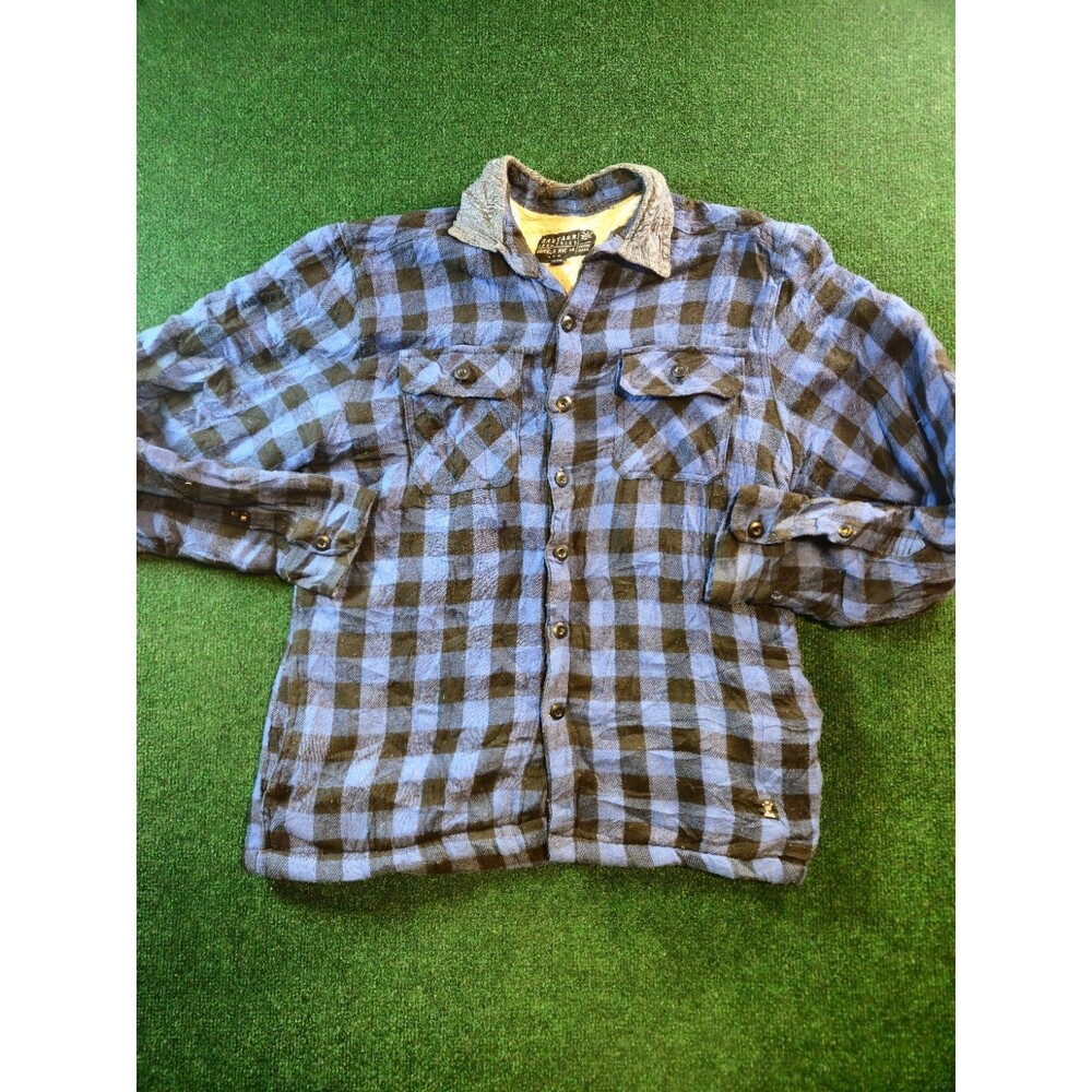 Raw Yarn Industries Mens M Blue Plaid Flannel Button Top